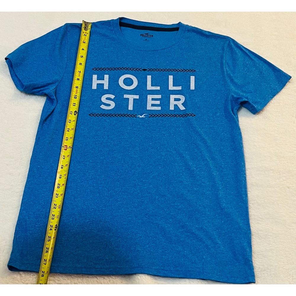 Hollister Mens Graphic T-Shirt Blue Heather Logo Short Sleeve Crewneck Medium - Picture 3 of 6